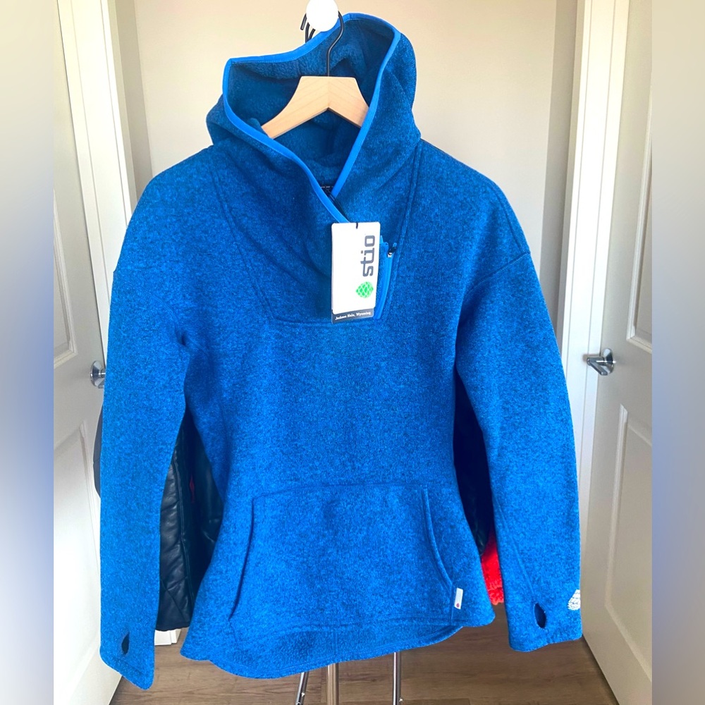 STIO Women’s Fleece Hoodie Sweetwater Confluence Blue $250 XS 🔖 S